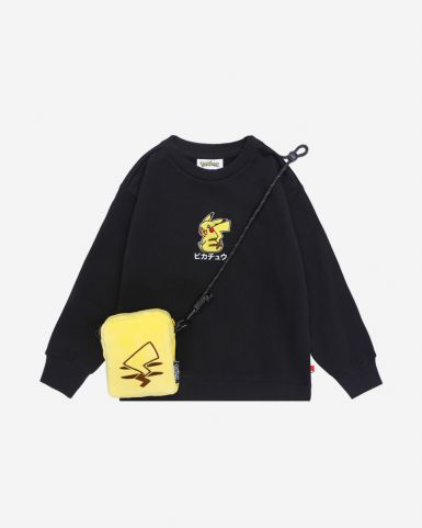 Pikachu刺繡圖案小童衛衣連斜孭袋
