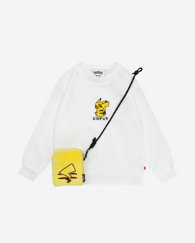 Pikachu刺繡圖案小童衛衣連斜孭袋